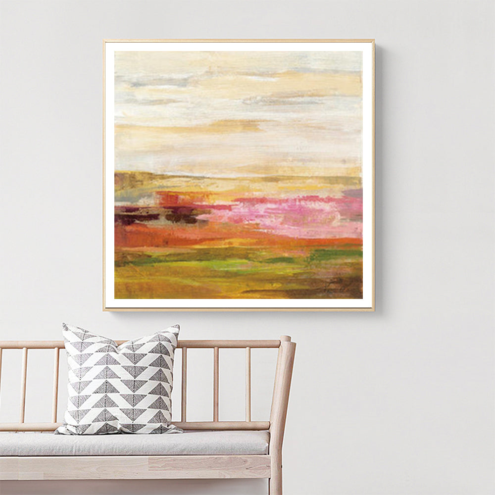Blooming Field Canvas Art with Elegant Gold Frame - 50cm x 50cm