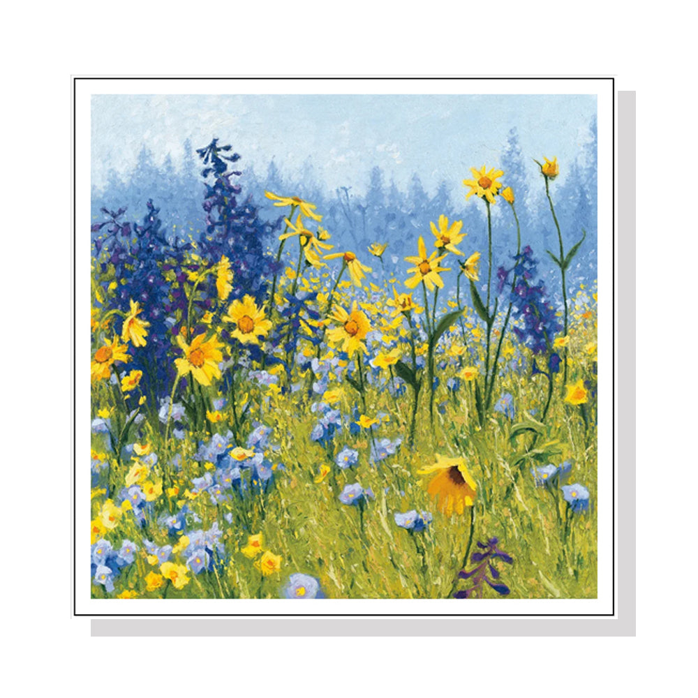 Joyful July Canvas Wall Art in White Frame - 80cm x 80cm