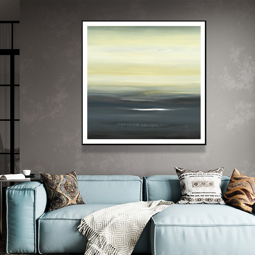 Serene Landscape Canvas Art with Black Floating Frame - 40cm x 40cm