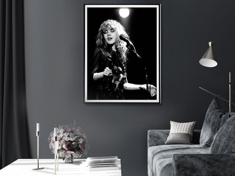 Young Stevie Nicks Concert Canvas Art Print with Black Frame - 40cm x 60cm