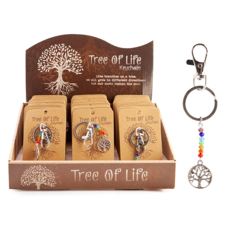 Colorful Tree of Life Keychain with Multicolor Beads