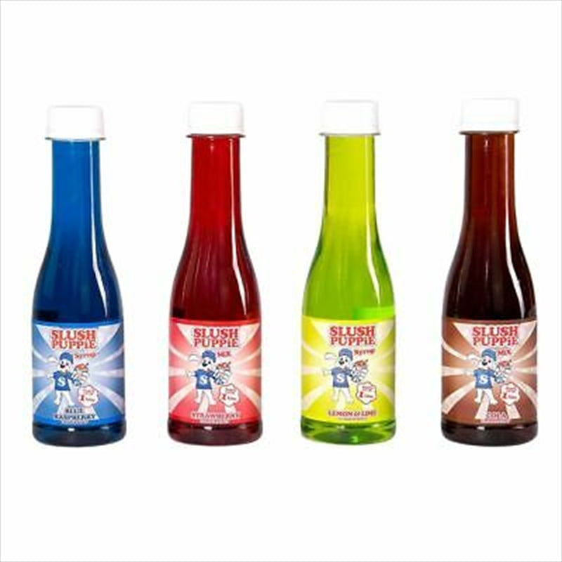 Slush Puppie Classic Flavour Syrup Set - 4 Pack (Blue Raspberry, Strawberry, Cola, Lemon/Lime) 180ml