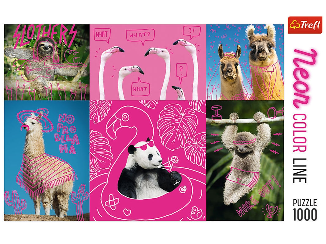 Neon Colour Line Animals 1000 Piece