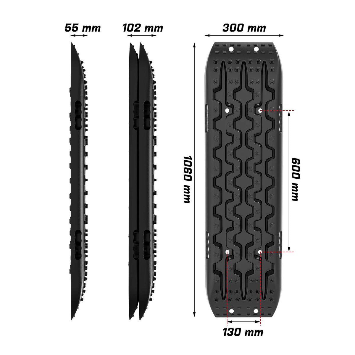 X-BULL 2PCS Recovery Tracks Boards Snow Tracks Mud tracks 4WD With 4PC mounting bolts Black