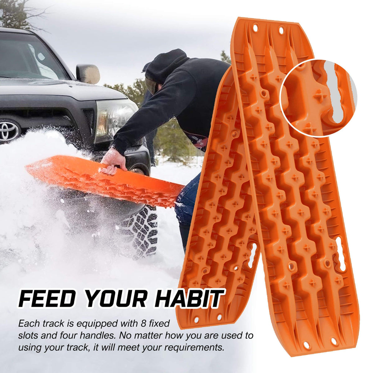 X-BULL 2PCS Recovery Tracks Snow Tracks Mud tracks 4WD With 4PC mounting bolts