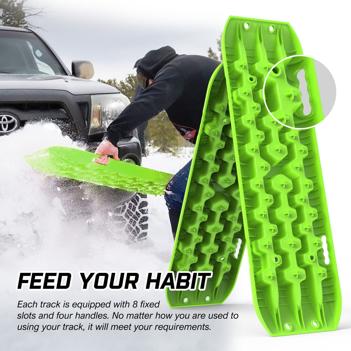 X-BULL Recovery tracks Boards 10T 2 Pairs Sand Mud Snow With Mounting Bolts pins Green
