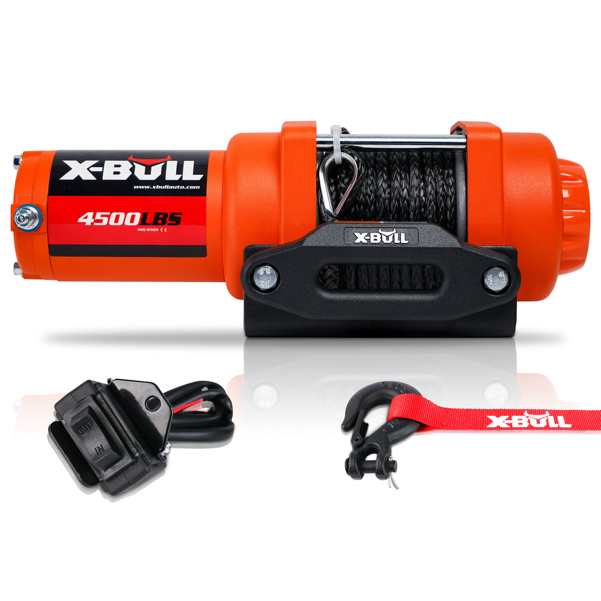 X-BULL 4500lbs 12V Electric Winch with Synthetic Rope and Wireless Remote for ATV/UTV