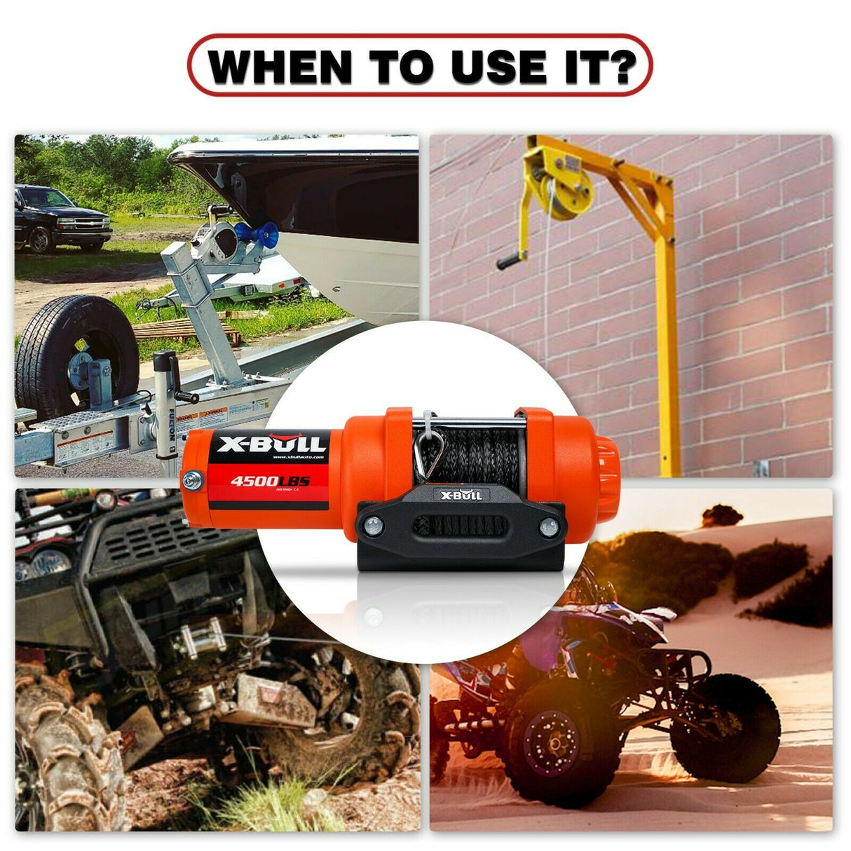 X-BULL 4500lbs 12V Electric Winch with Synthetic Rope and Wireless Remote for ATV/UTV