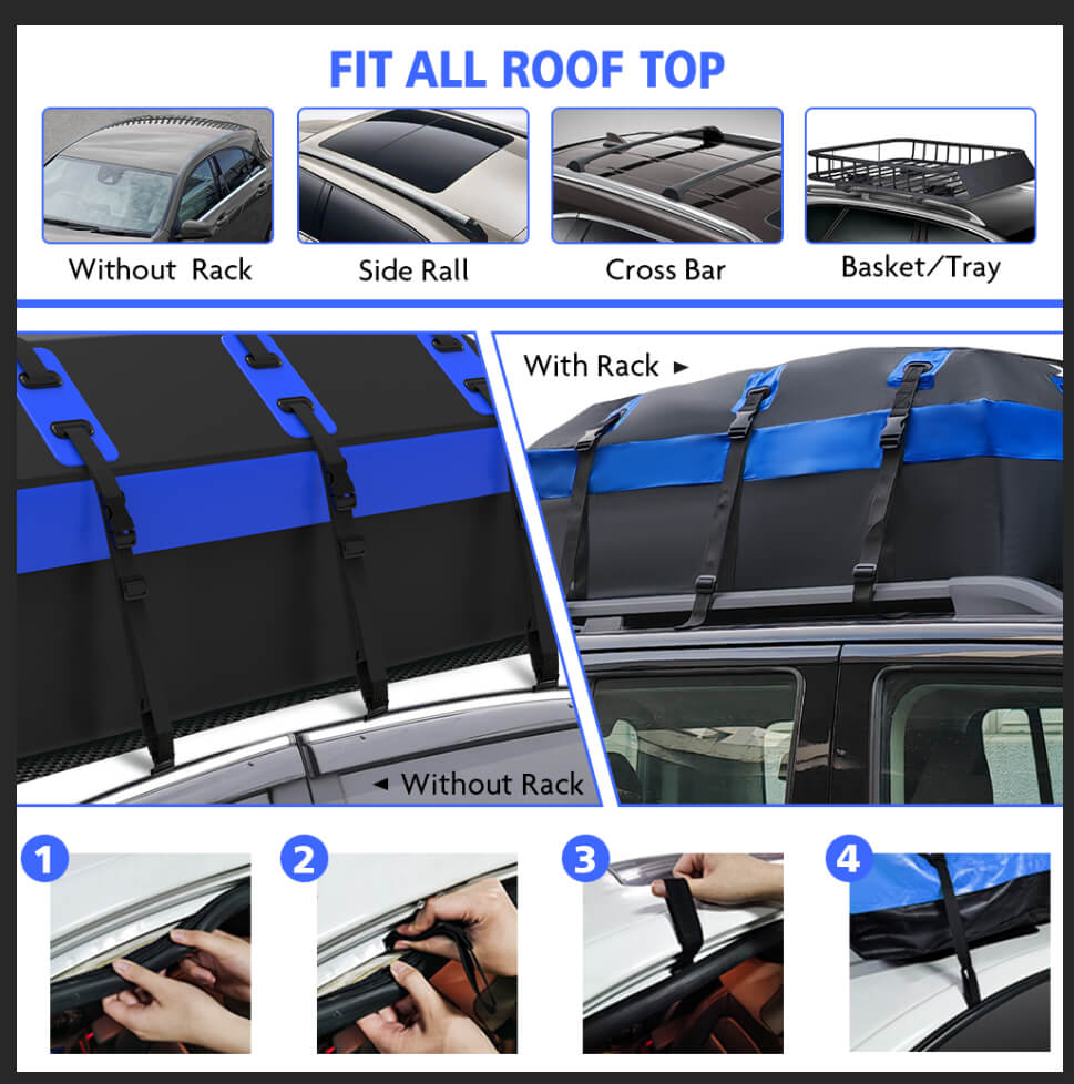 X-BULL Waterproof Rooftop Cargo Bag - 595L Heavy-Duty Carrier for All Vehicles