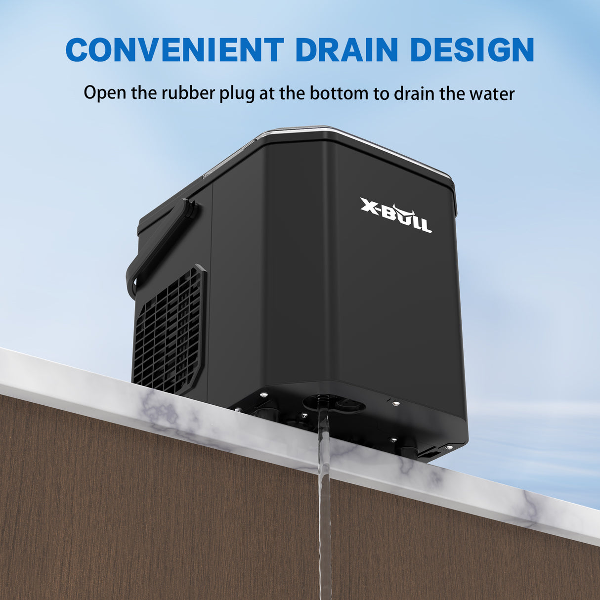 Commercial Portable Ice Maker Machine by X-BULL - 12kg Daily Production, 2 Sizes of Bullet Ice, Black Countertop Design