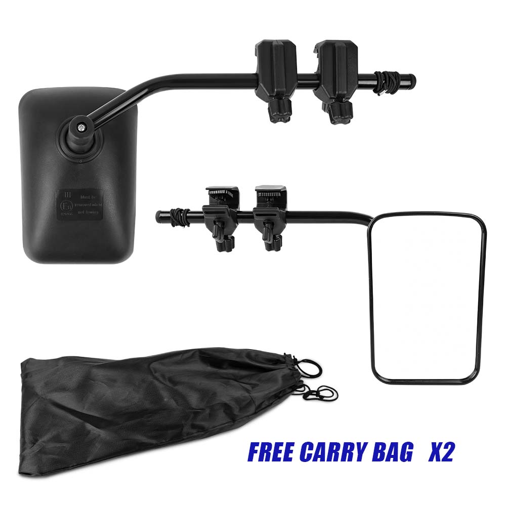 X-BULL Universal Clamp-On Towing Mirrors for 4X4, Caravans & Trailers - Pair of Adjustable Side Mirrors