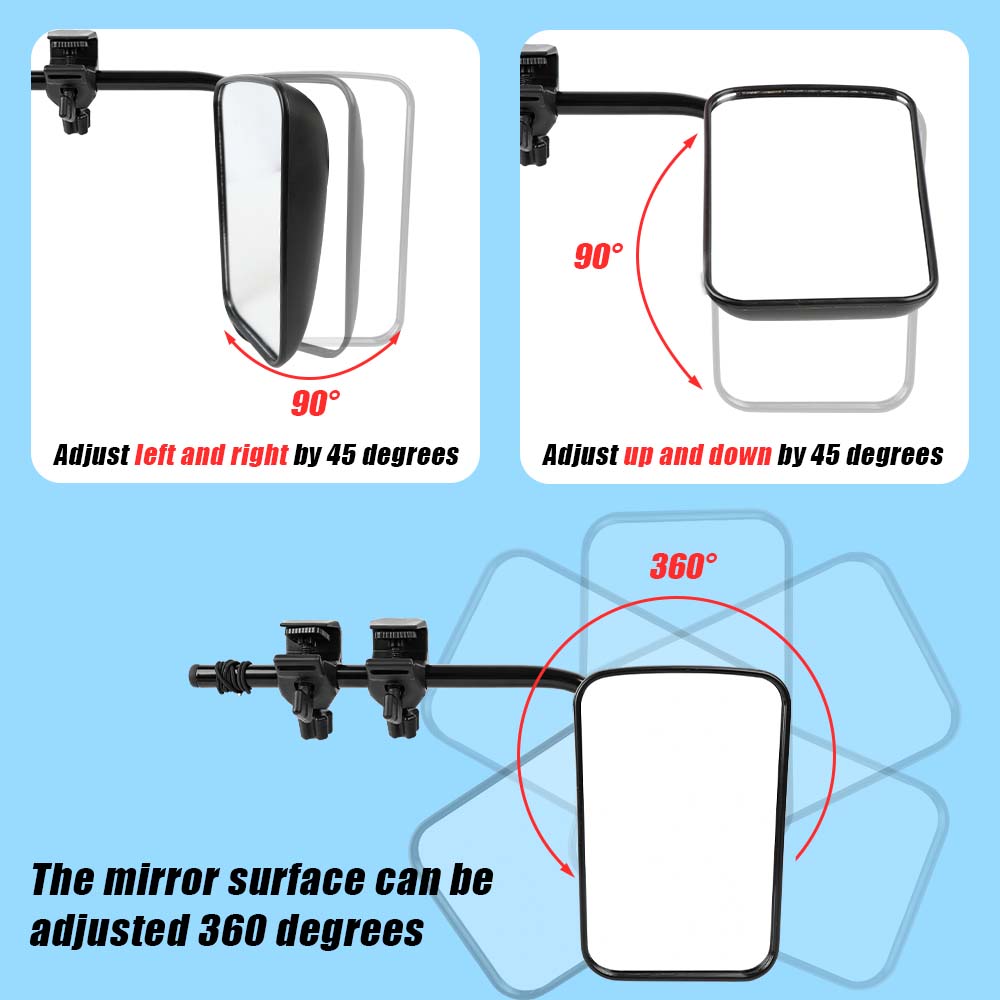 Universal Fit Towing Mirrors - 2x Clip-On Pair for 4X4, SUV, and Caravan Trailers