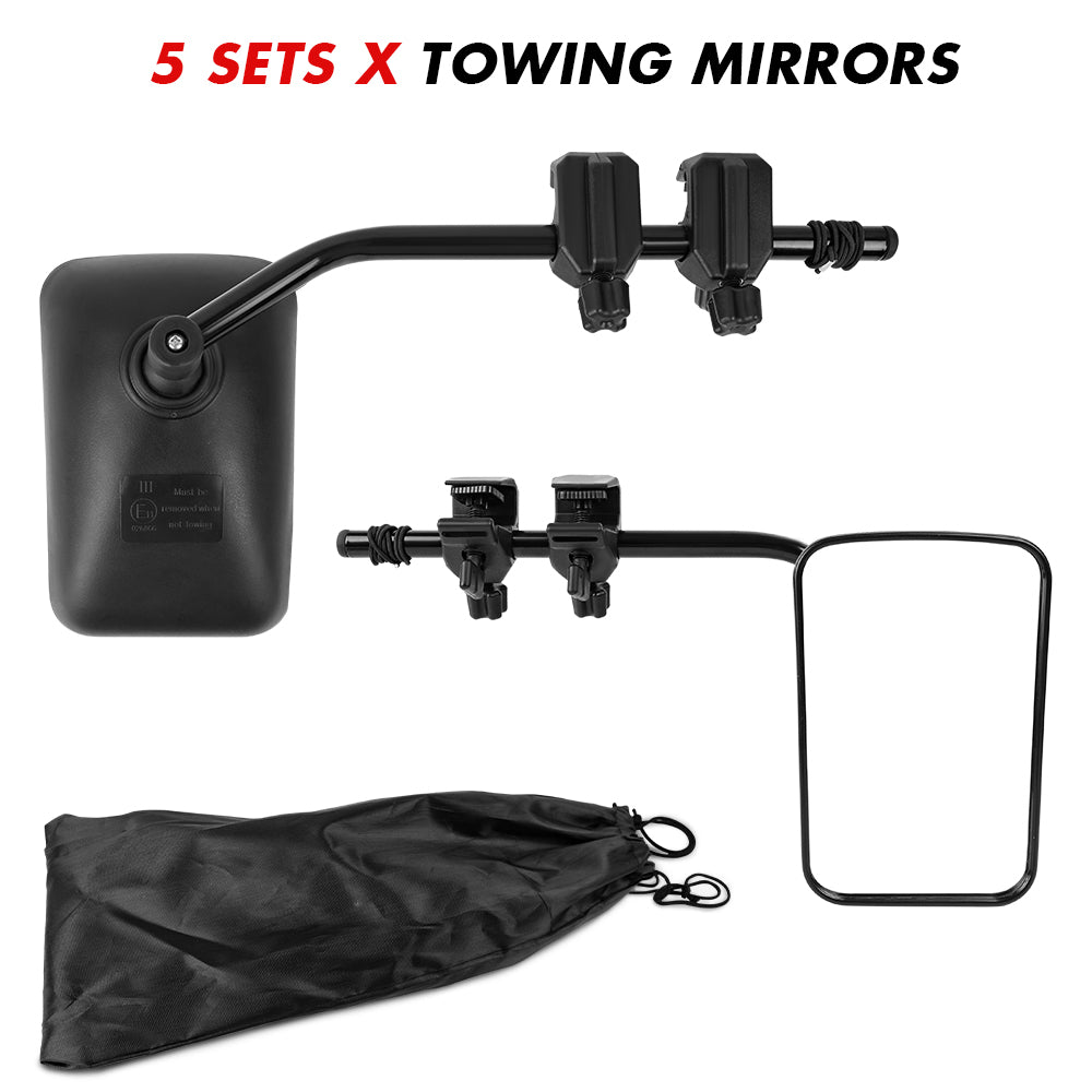 Universal Clip-On Towing Mirrors for SUVs, Trailers, and 4WDs - Set of 5