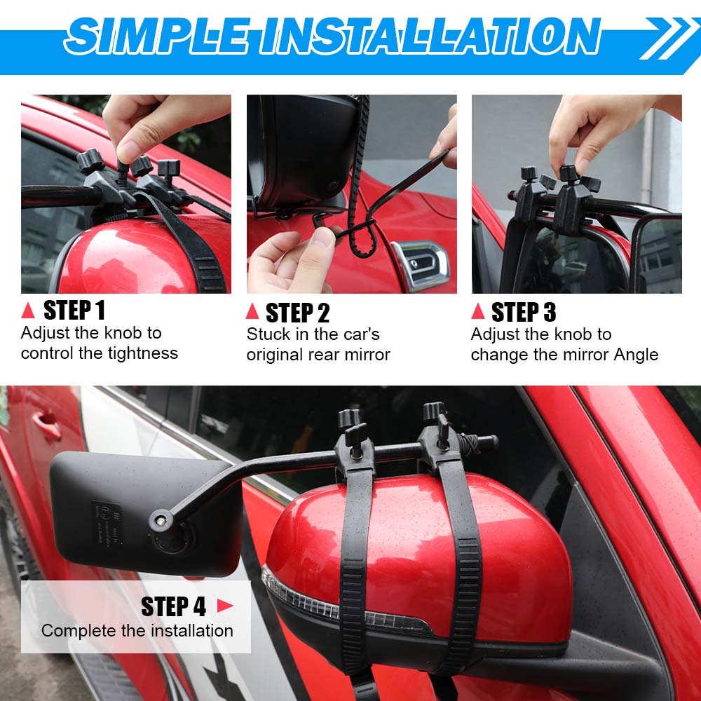 Universal Clip-On Towing Mirrors for SUVs, Trailers, and 4WDs - Set of 5