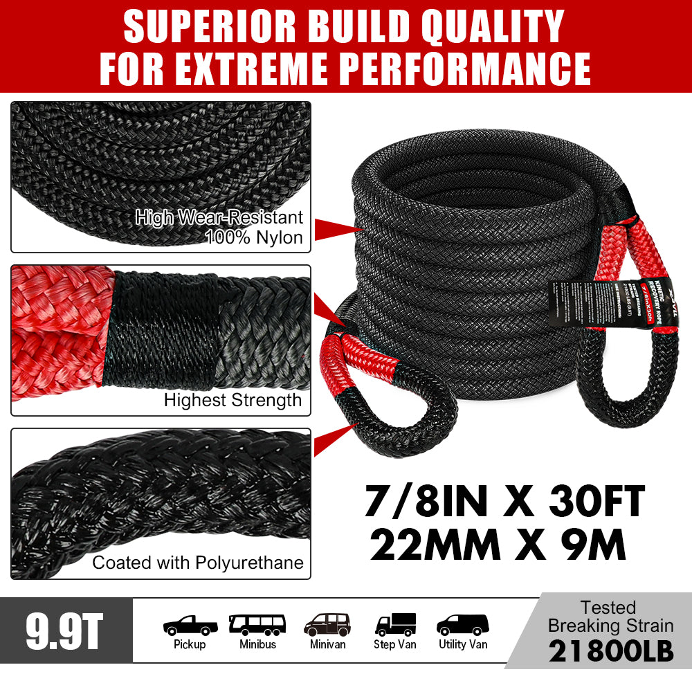 X-BULL Ultimate Off-Road Recovery Kit: Kinetic Recovery Rope, Snatch Strap & 2 Recovery Tracks for 4WD Adventures