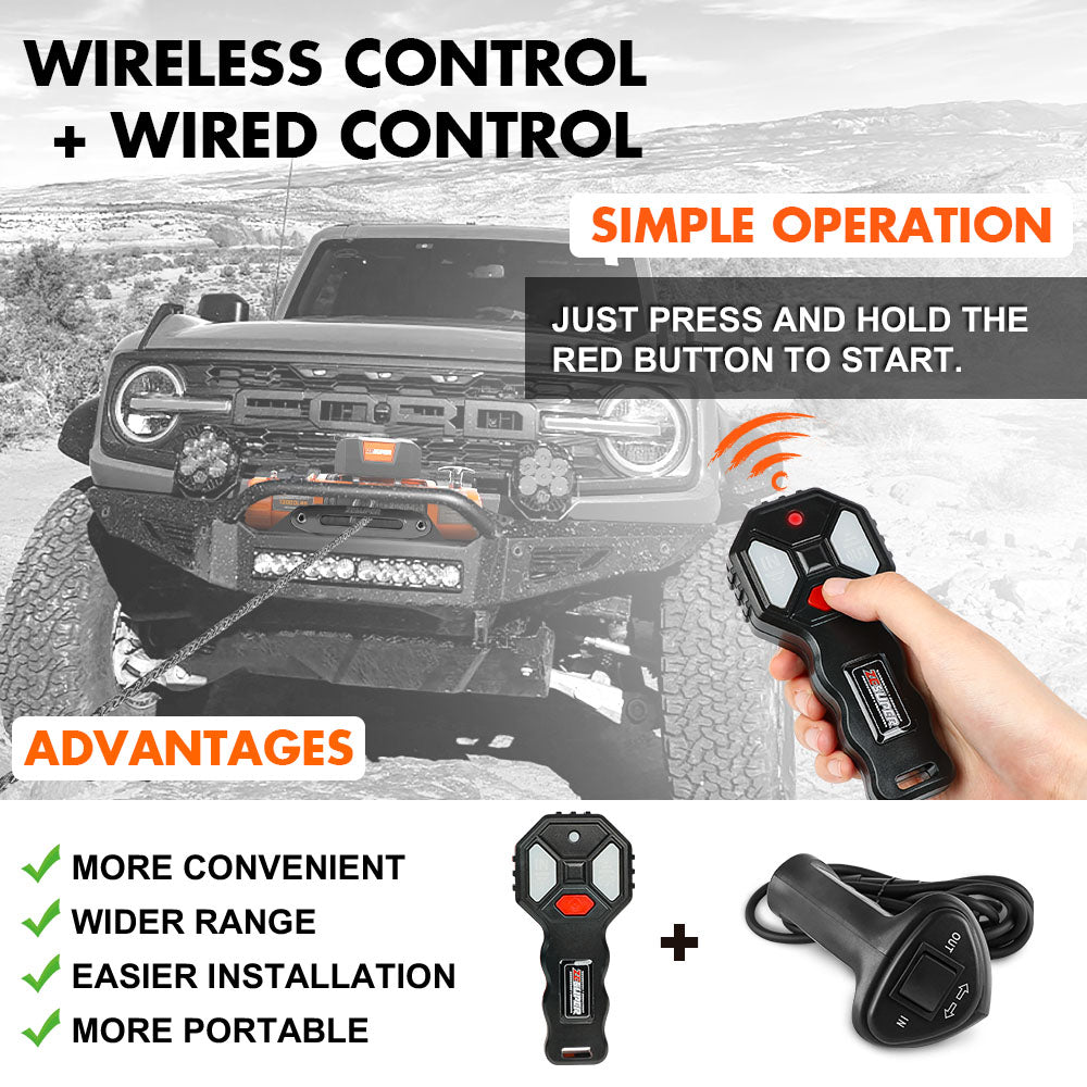 ZESUPER 12V Electric Winch 14500lbs Synthetic Rope Wireless Remote 4X4 4WD Car