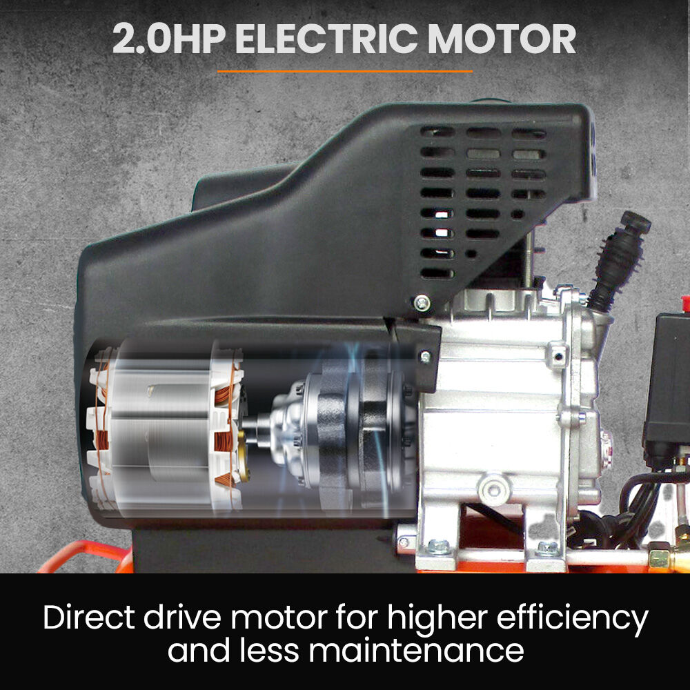 UNIMAC 24L 2.0HP Air Compressor, Direct Drive, 2 Couplers for Airtools Tyre Inflation, Portable, Electric