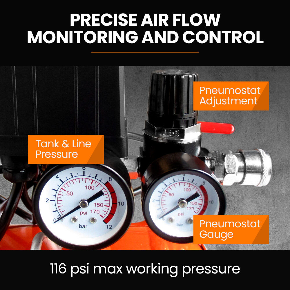 UNIMAC 24L 2.0HP Air Compressor, Direct Drive, 2 Couplers for Airtools Tyre Inflation, Portable, Electric