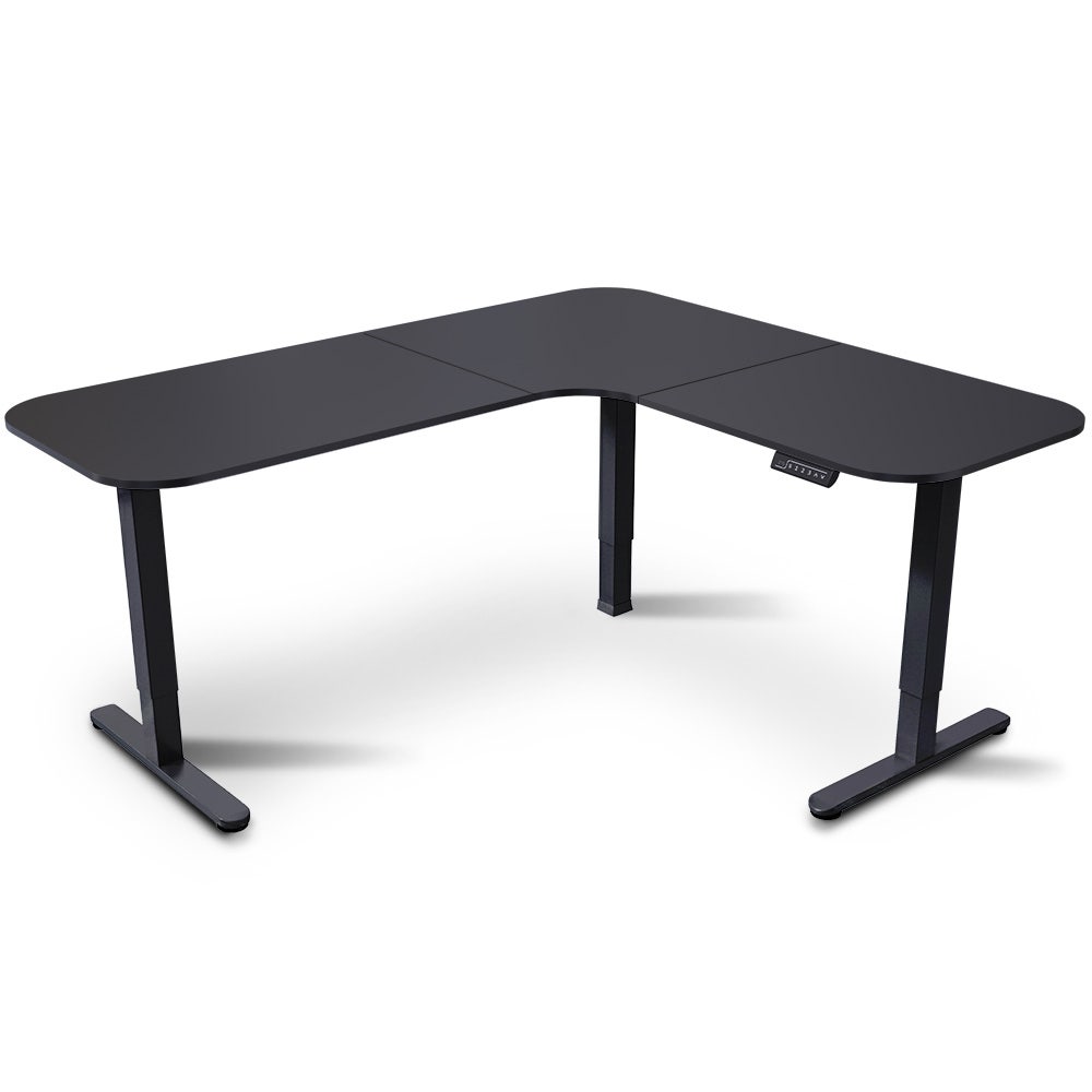 FORTIA Corner Standing Desk, 160x140cm, 72-118cm Sit to Stand Up Electric Height Adjustable, Black