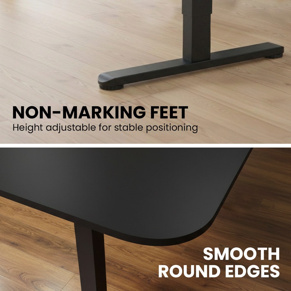 FORTIA Corner Standing Desk, 160x140cm, 72-118cm Sit to Stand Up Electric Height Adjustable, Black