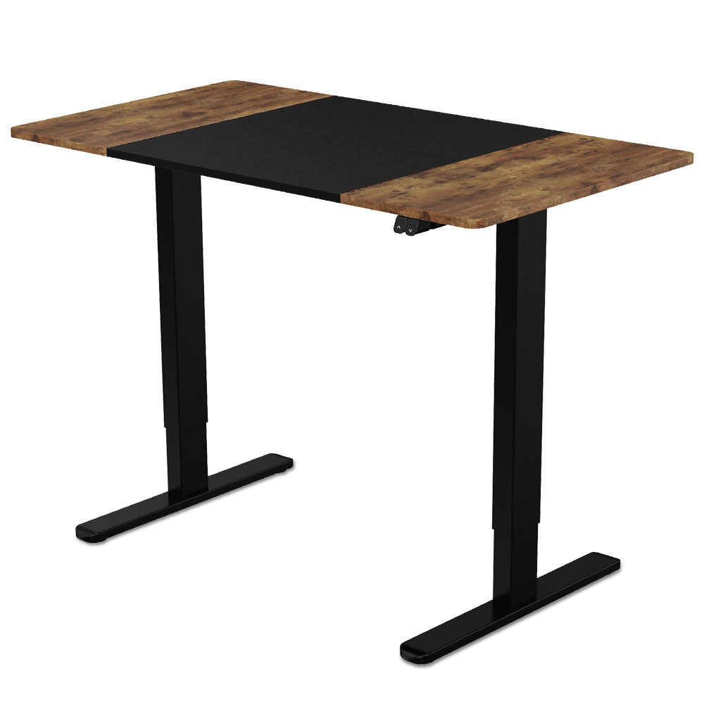 Fortia Sit To Stand Up Standing Desk 120x60cm 72-118cm Electric Height Adjustable 70kg Rated Walnut Style/Black Frame