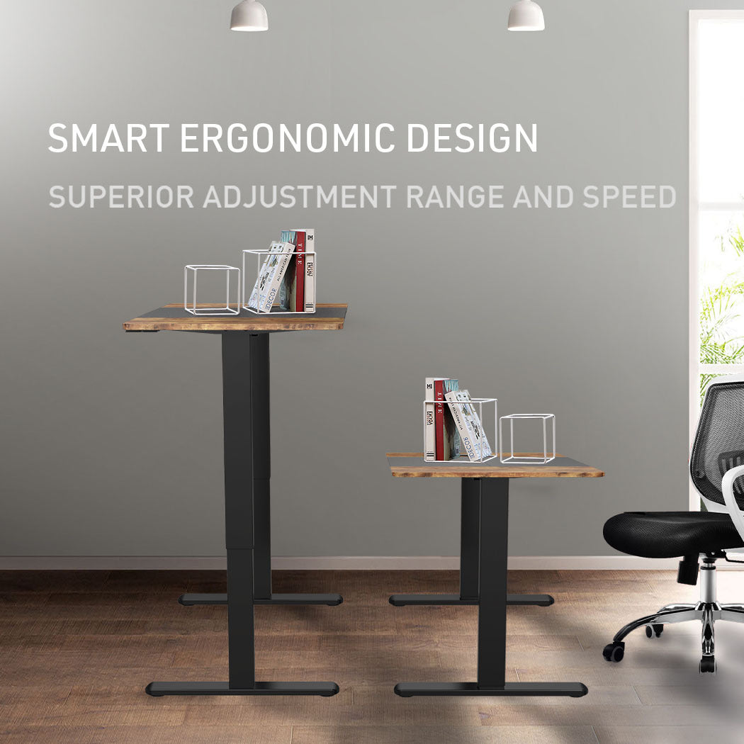 Fortia Sit To Stand Up Standing Desk 120x60cm 72-118cm Electric Height Adjustable 70kg Rated Walnut Style/Black Frame
