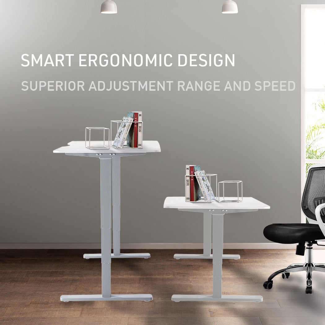 Fortia Sit To Stand Up Standing Desk 120x60cm 72-118cm Electric Height Adjustable 70kg Rated White/White Frame