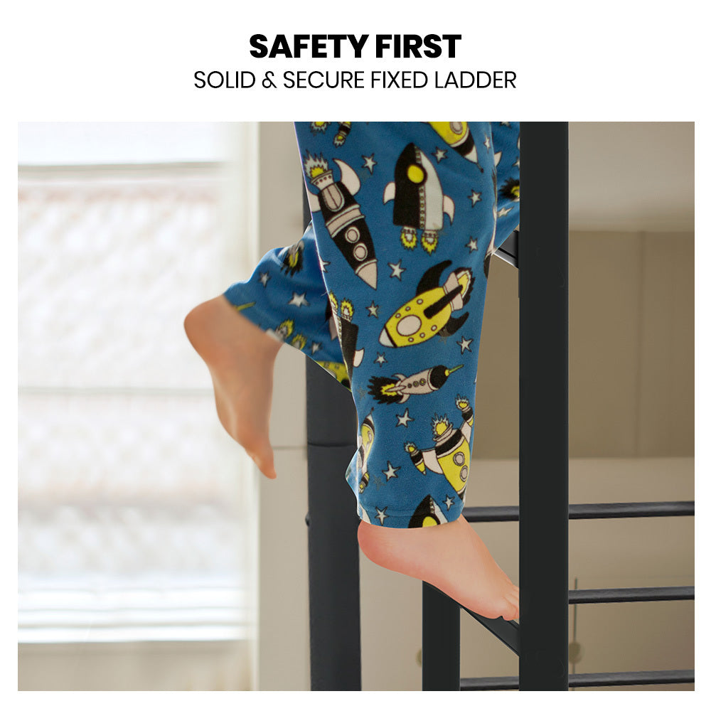 KINGSTON SLUMBER Metal Single over Double Bunk Bed Frame, Dark Matte Grey