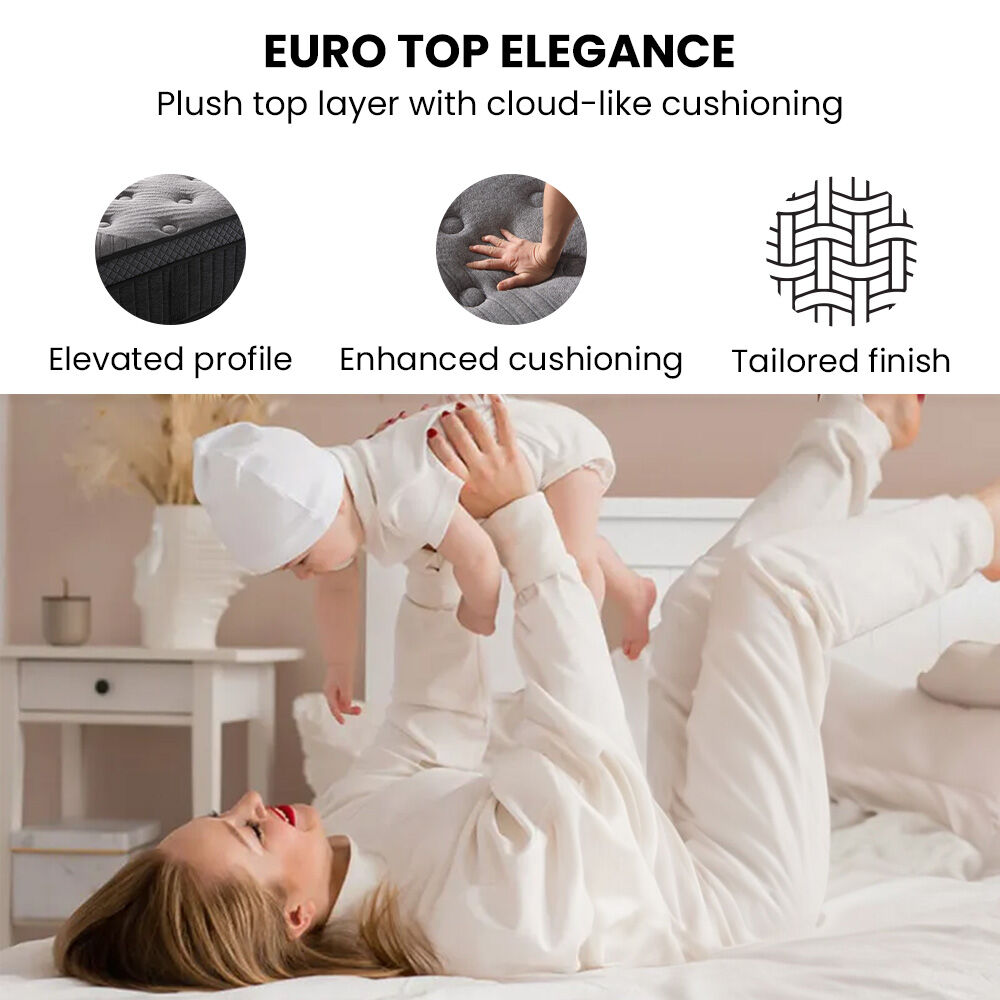 KINGSTON SLUMBER Premium Luxury 34cm Double Mattress, Medium-Firm, Natural Latex Layer, Euro Top, 7-Zone Pocket Spring