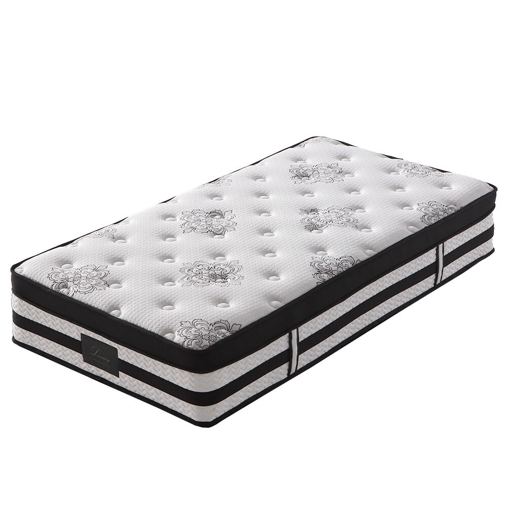 KINGSTON SLUMBER Luxury 34cm Single Mattress, Medium Firm, Euro Top, 5-Zone Pocket Spring Foam