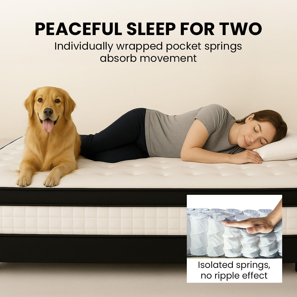 KINGSTON SLUMBER RelaxMax 31cm Double Mattress, Medium, Euro Top, 5-Zone, Pocket Spring, Knitted Fabric