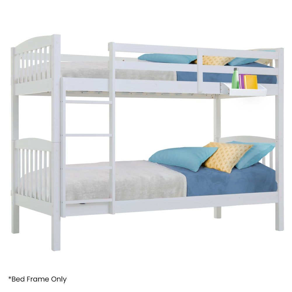KINGSTON SLUMBER Wooden Kids Bunk Bed Frame, with Modular Design that can convert to 2 Single, White