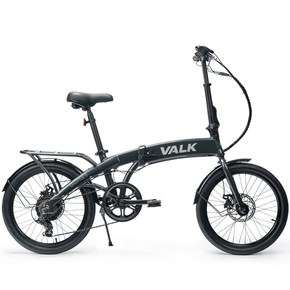 VALK Shuttle 5 Electric Folding Bike, Gen II, 20 Tyres, Shimano 7-Speed, Dark Grey