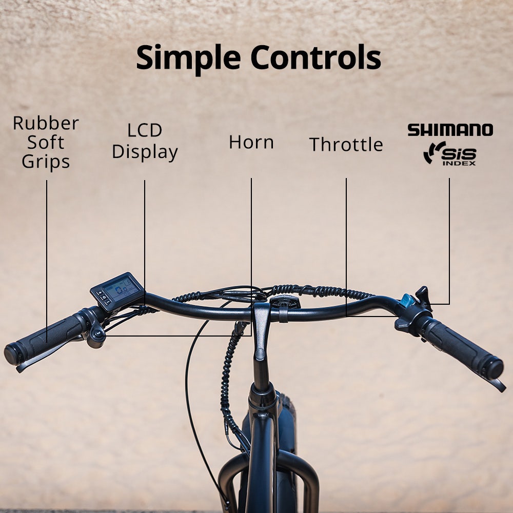 VALK Electric Fat Tyre Cruiser Bike, eBike with Throttle, Matte Black