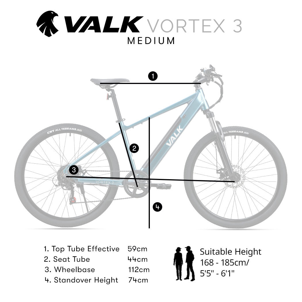 VALK Vortex 3 Electric Bike, Medium Frame Mountain ebike, Metallic Teal