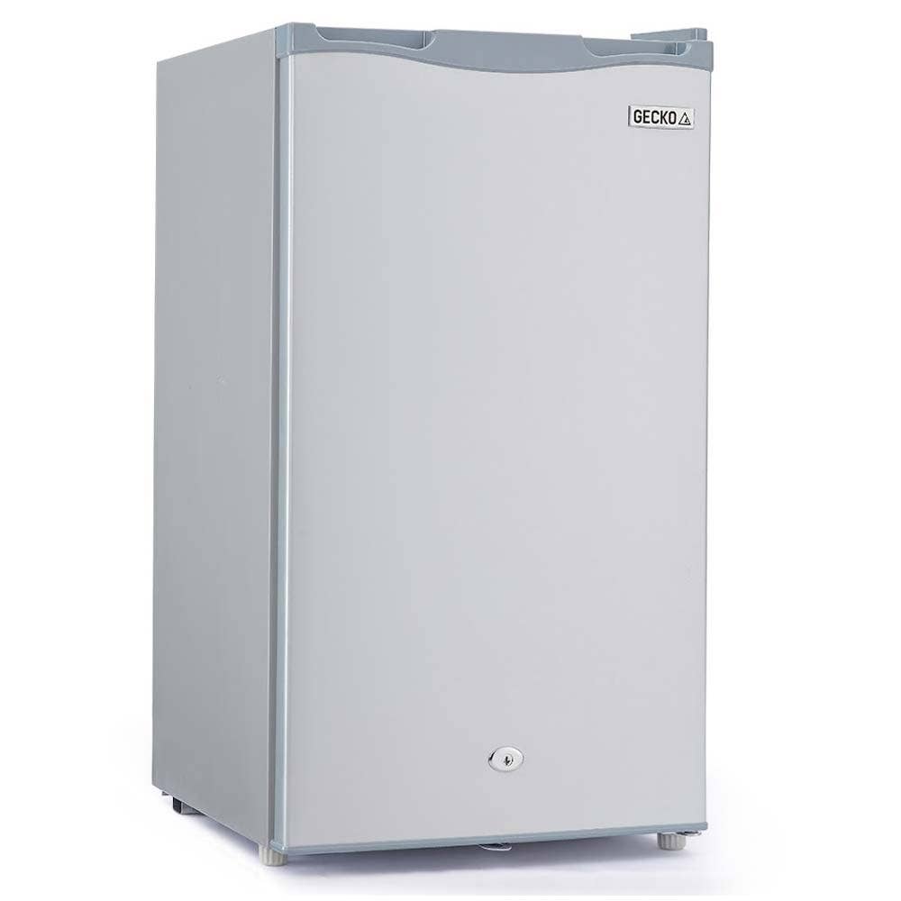 GECKO 95L Portable Upright Fridge and Freezer, 12V/24V for Camping, Caravans, Silver