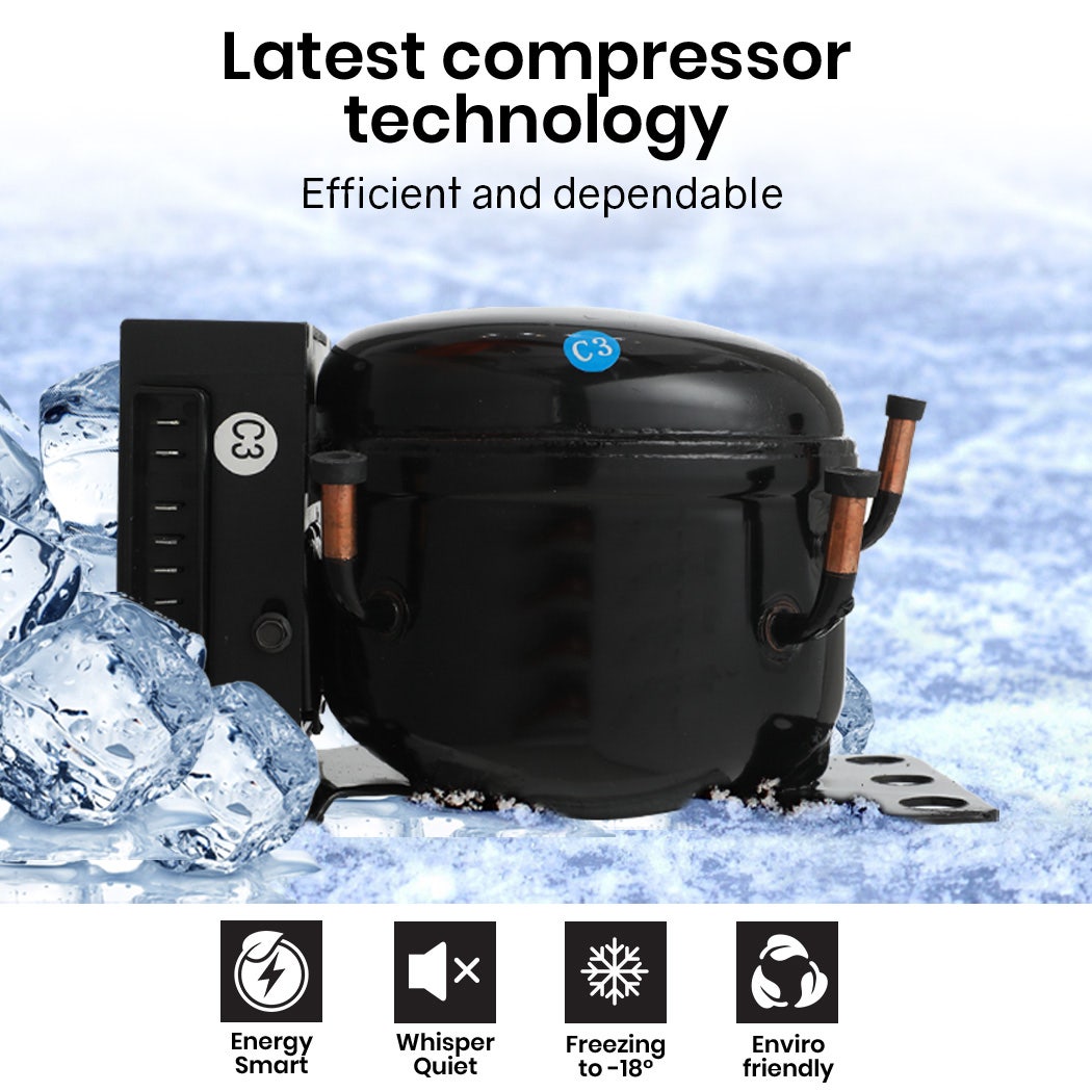 GECKO 125L Portable Upright Fridge, 12V/24V for Motorhome, Caravan, Black