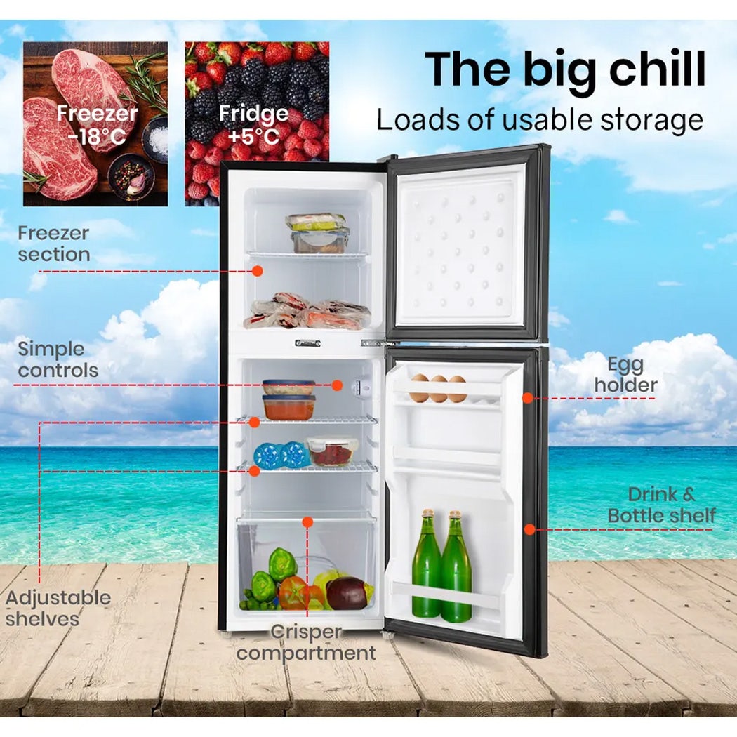 GECKO 125L Portable Upright Fridge, 12V/24V for Motorhome, Caravan, Silver