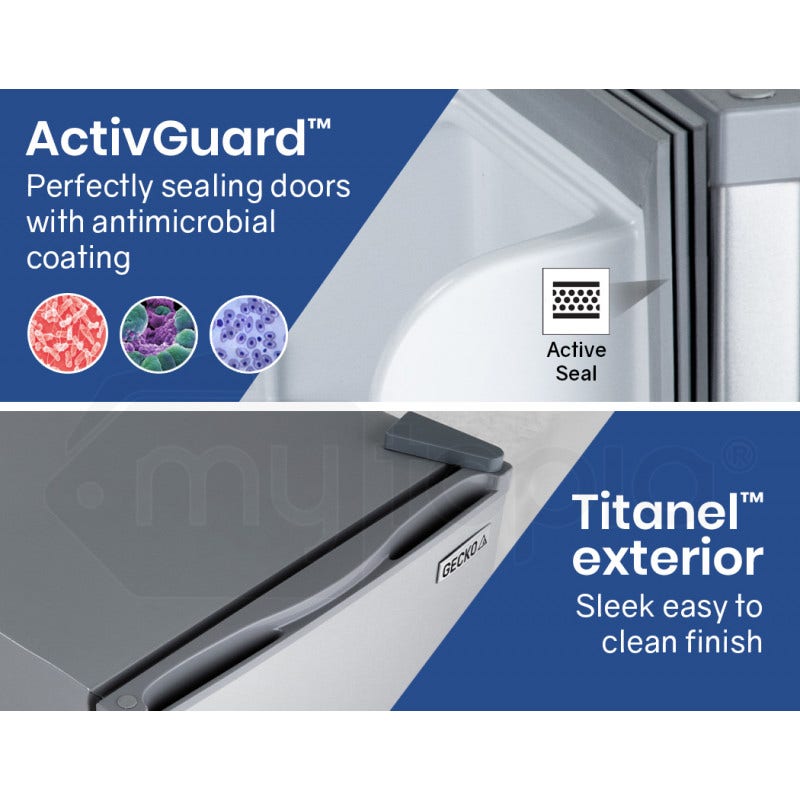 GECKO 57L Portable Camping Bar Fridge with Freezer 12V/24V, Silver