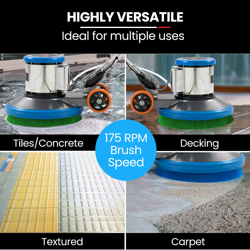 AUCH 17' Commercial Orbital Scrubber & Polisher, Hard Floor Buffer, Carpet Cleaner, 12L Solution Tank, 2 Brushes