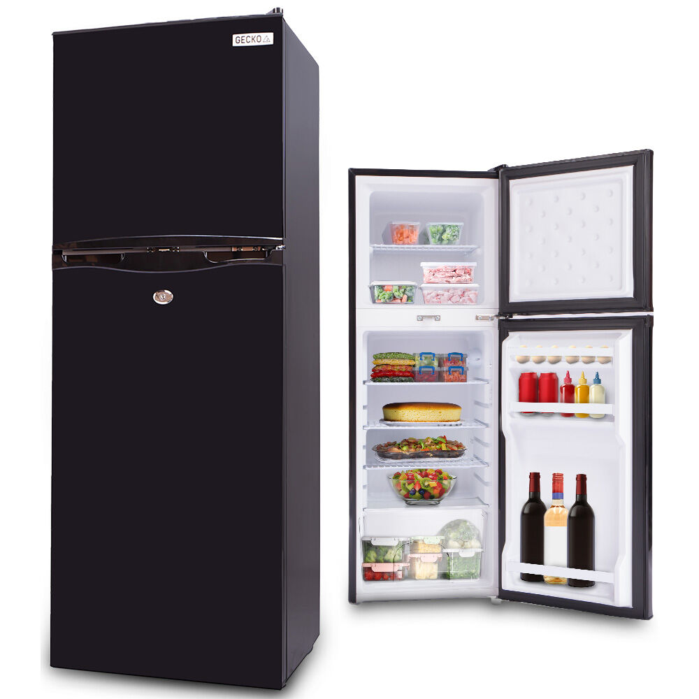 GECKO 142L Upright Portable Fridge / Freezer, 12V/24V for Motorhome and Caravan, Black