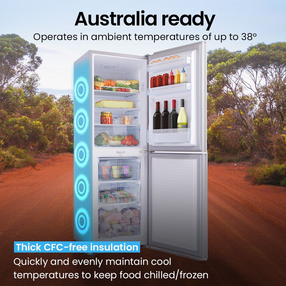 GECKO 160L Upright Portable Fridge / Freezer, 12V/24V for Motorhome and Caravan, Silver