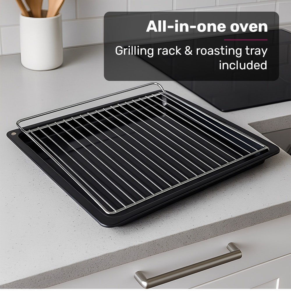 EuroChef 60cm Stainless Built-in 70L Grill 8 Function Fan Forced Electric Wall Oven