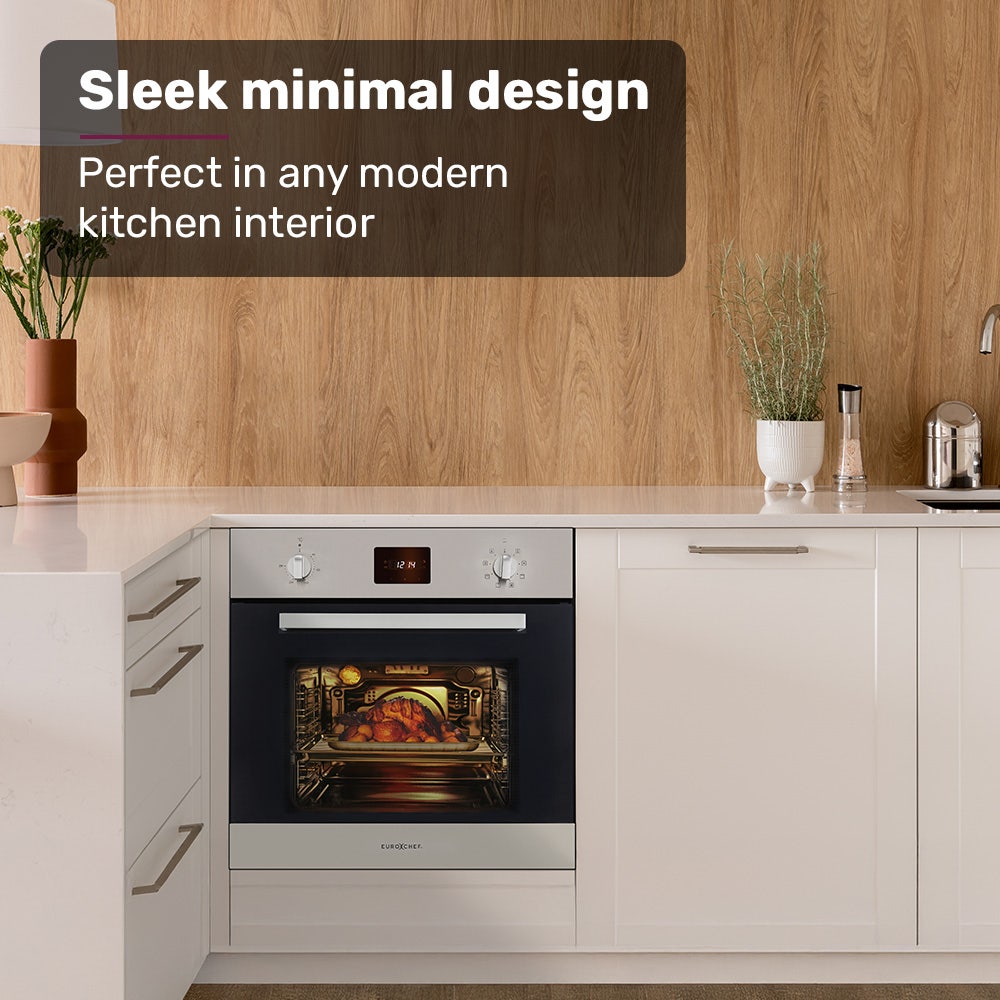 EuroChef 80L Oven Fan Forced Wall Built in Electric Stainless Steel
