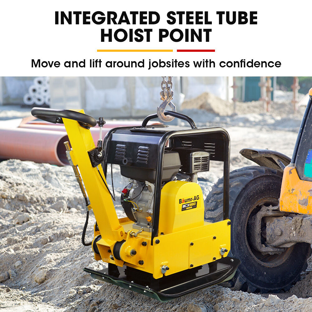 BAUMR-AG 185kg Reversible Vibratory Plate Compactor, Commercial 9HP 270cc, 500x700mm, Wheel Kit, for Sand Soil Gravel Asphalt (BCX-950)