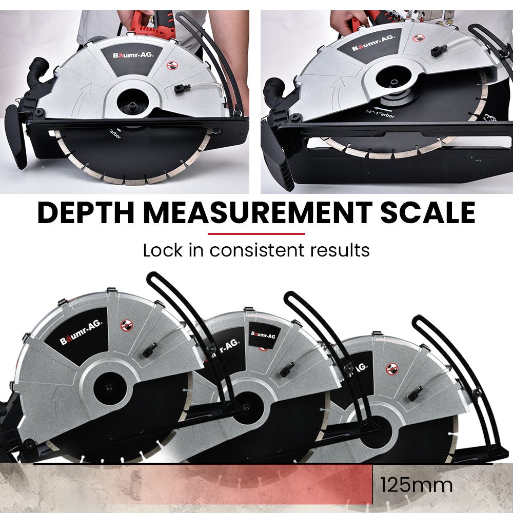 BAUMR-AG 2400W Electric Concrete Saw 355mm Demolition Cutter Wet Dry Demo Tool Circular Cutting