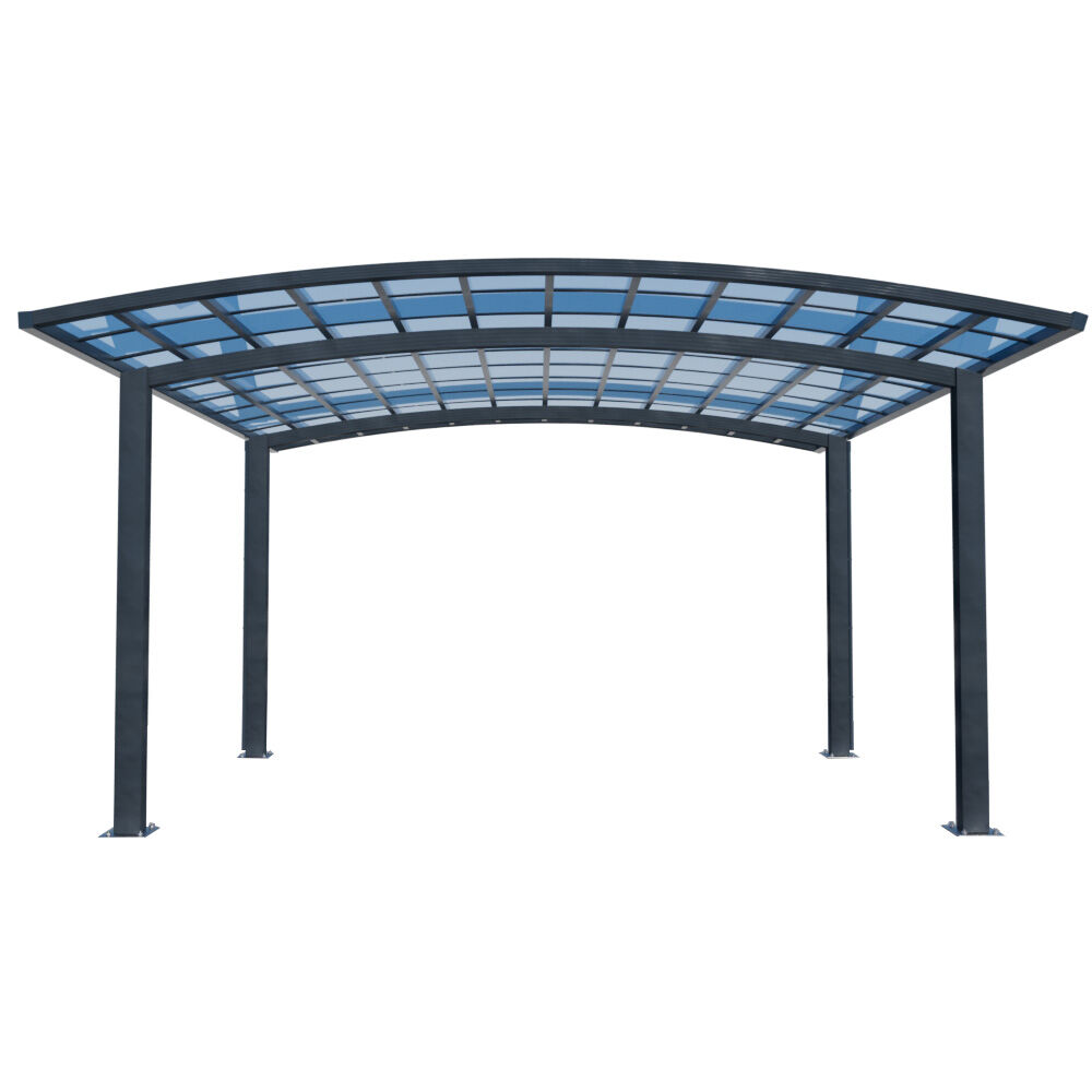 SHADE SHIELD Arched Double Carport 6.0m x 5.5m x 2.98m, Aluminium Alloy Frame, Polycarbonate Roof, Shelter for Car or Outdoor Living