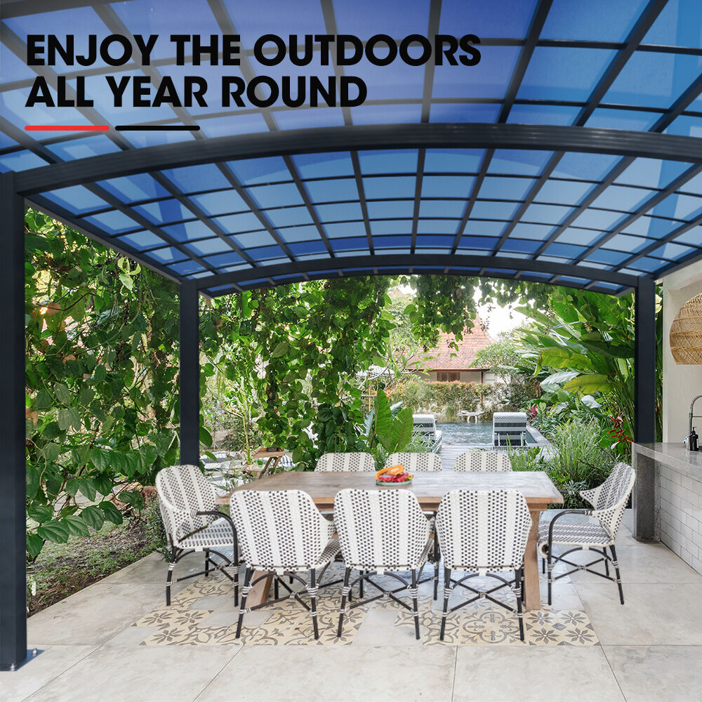 SHADE SHIELD Arched Double Carport 6.0m x 5.5m x 2.98m, Aluminium Alloy Frame, Polycarbonate Roof, Shelter for Car or Outdoor Living