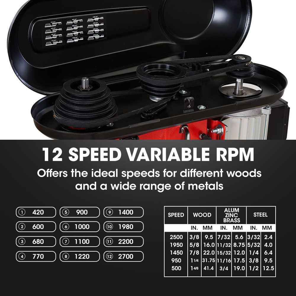 Baumr-AG 600W 12 Pedestal Floor Drill Press, 16 Speeds, 16mm Chuck (DP19)