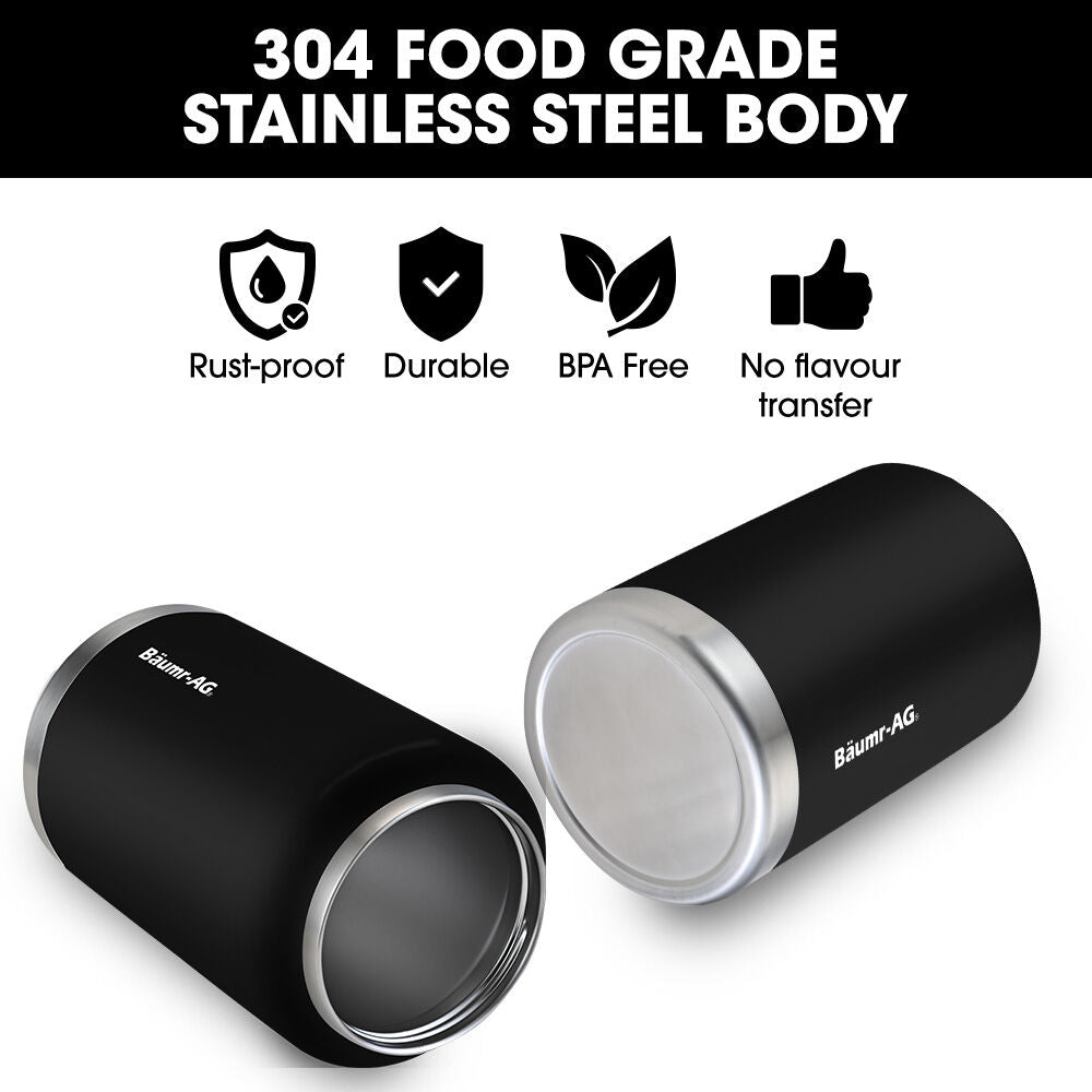 BAUMR-AG 3.8L Double Wall Insulated Stainless Steel Water Bottle, Drink Jug with Handle, Black